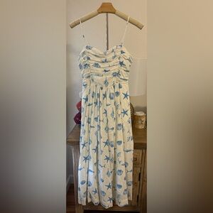 Copper Key Mermaid Starfish Seashell Linen-Feel Sundress Dress NWT- Size Small